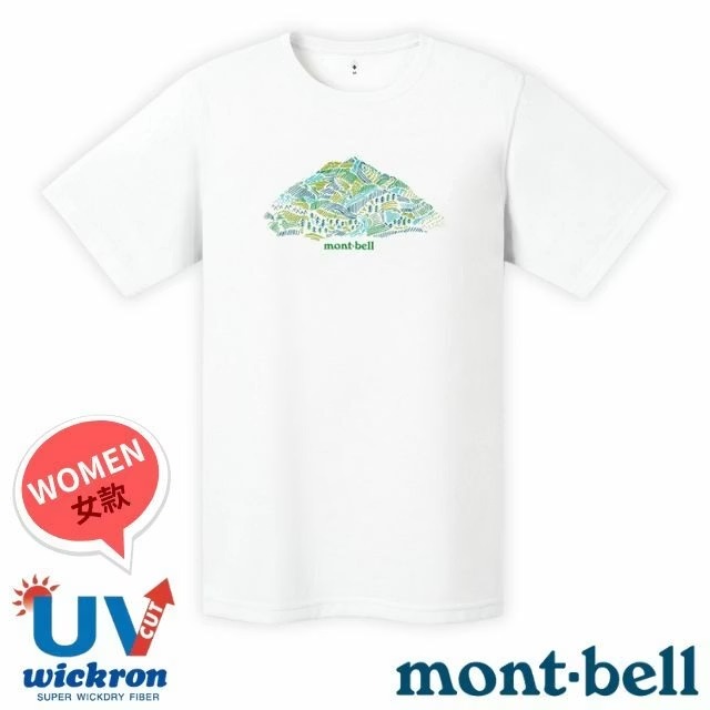 【mont-bell】女 Wickron 吸濕排汗短袖T恤(鳥獸露營)圓領衫.運動上衣/1114792 WT 白✿30E010
